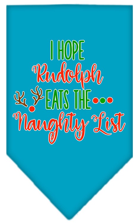 Hope Rudolph Eats Naughty List Screen Print Bandana Turquoise Large